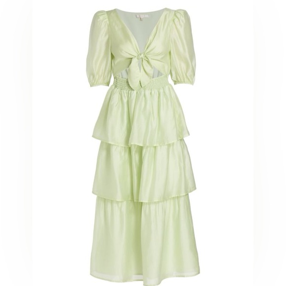 WAYF Tiered Midi Dress Seafoam Size L - Picture 1 of 6